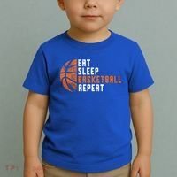 Basketball Coach Eat Sleep Basketball Repeat Toddler T-Shirt thumb 2