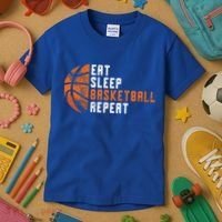 Basketball Coach Eat Sleep Basketball Repeat Kids T-Shirt thumb 3