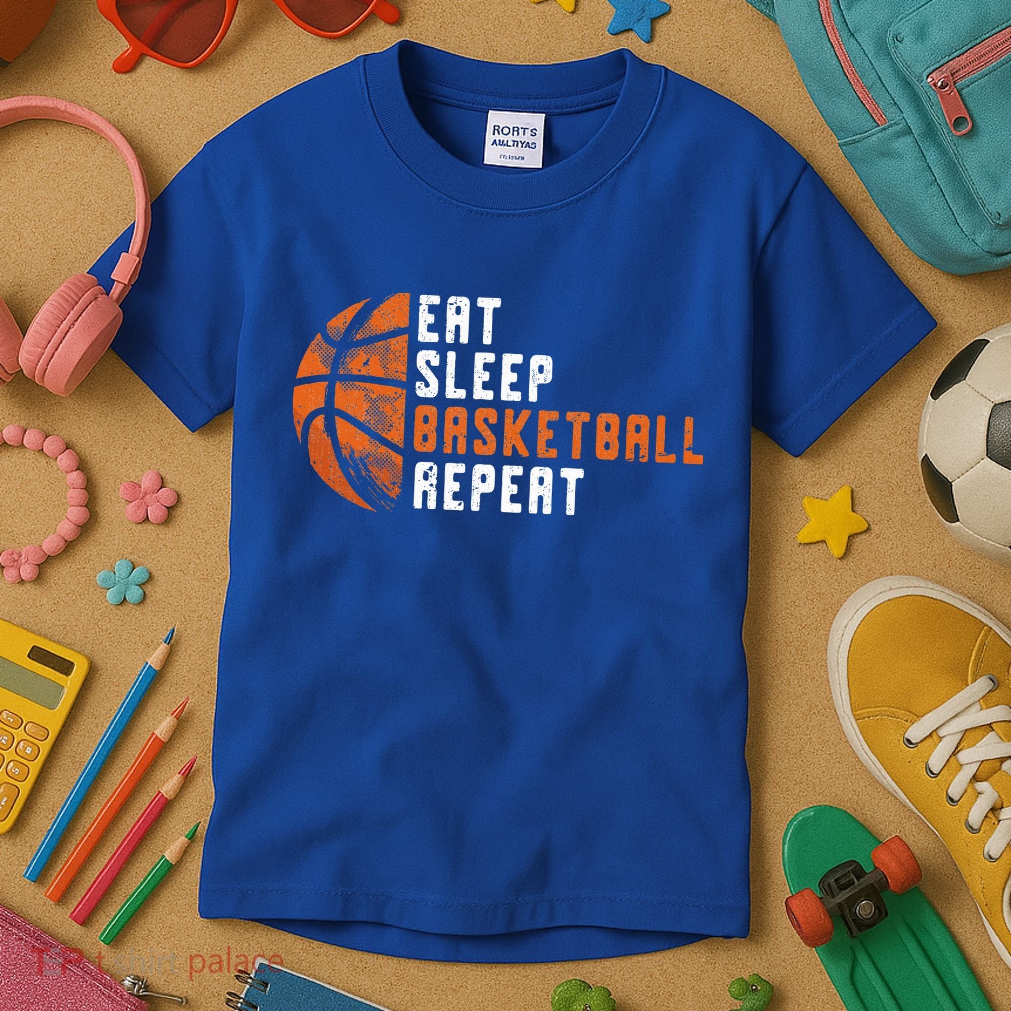 Basketball Coach Eat Sleep Basketball Repeat Kids T-Shirt