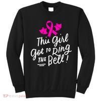 Breast Cancer Funny This Girl Got To Ring The Bell Chemo Grad Sweatshirt thumb 0