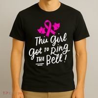 Breast Cancer Funny This Girl Got To Ring The Bell Chemo Grad T-Shirt thumb 3