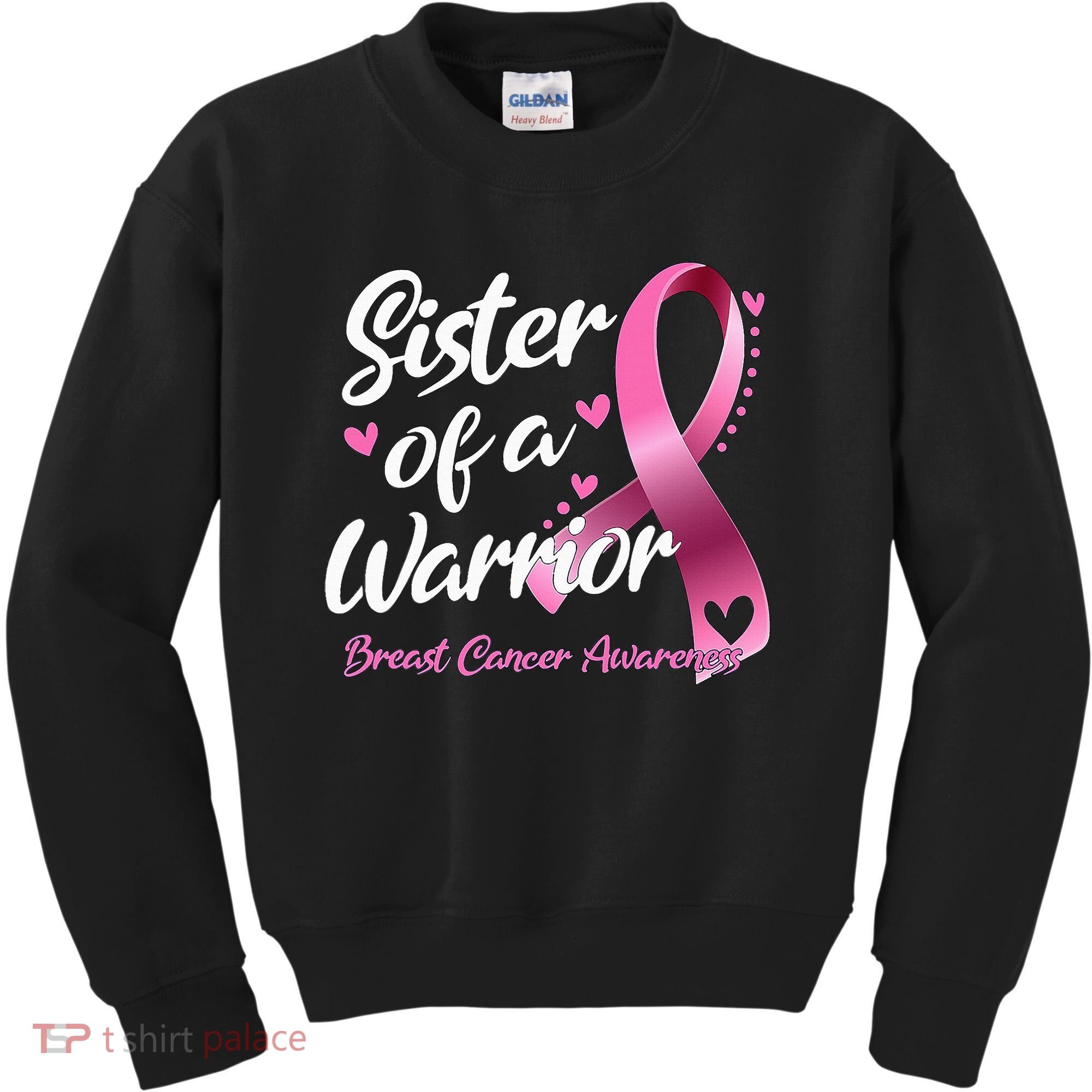 Breast Cancer Fighter Awareness Sister Of A Warrior Kids Sweatshirt
