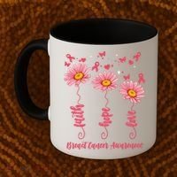 Breast Cancer Faith Hope Love Floral Coffee Mug thumb 2