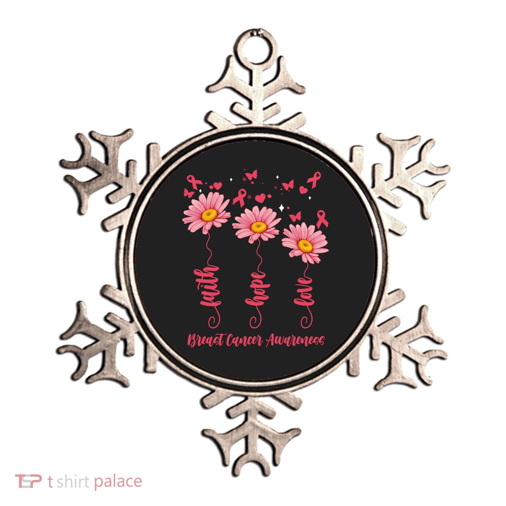 Breast Cancer Faith Hope Love Floral Ornament
