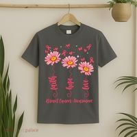 Breast Cancer Faith Hope Love Floral T-Shirt thumb 2