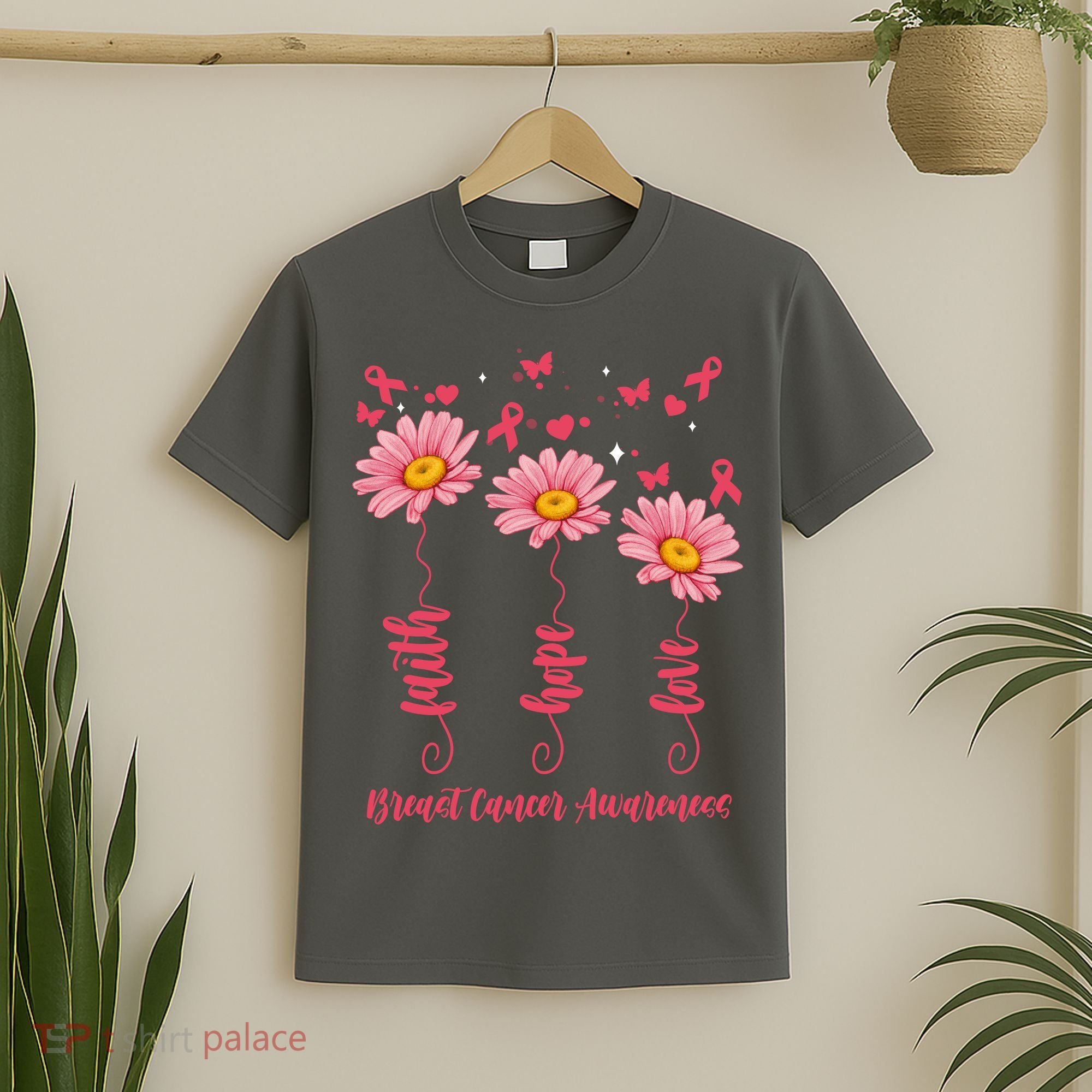Breast Cancer Faith Hope Love Floral T-Shirt