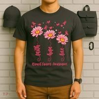 Breast Cancer Faith Hope Love Floral T-Shirt thumb 6