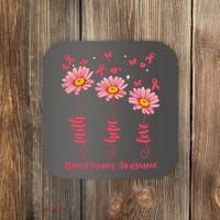 Breast Cancer Faith Hope Love Floral Coaster thumb 0