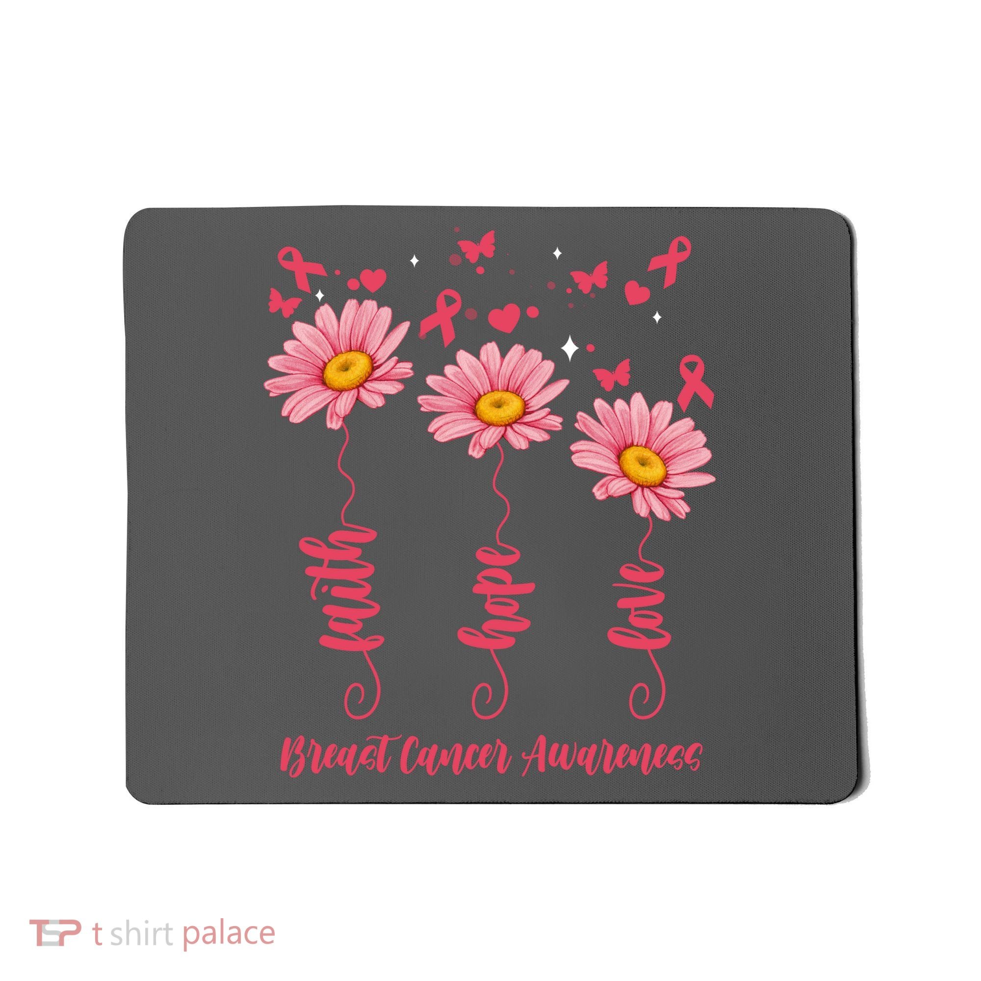 Breast Cancer Faith Hope Love Floral Mousepad