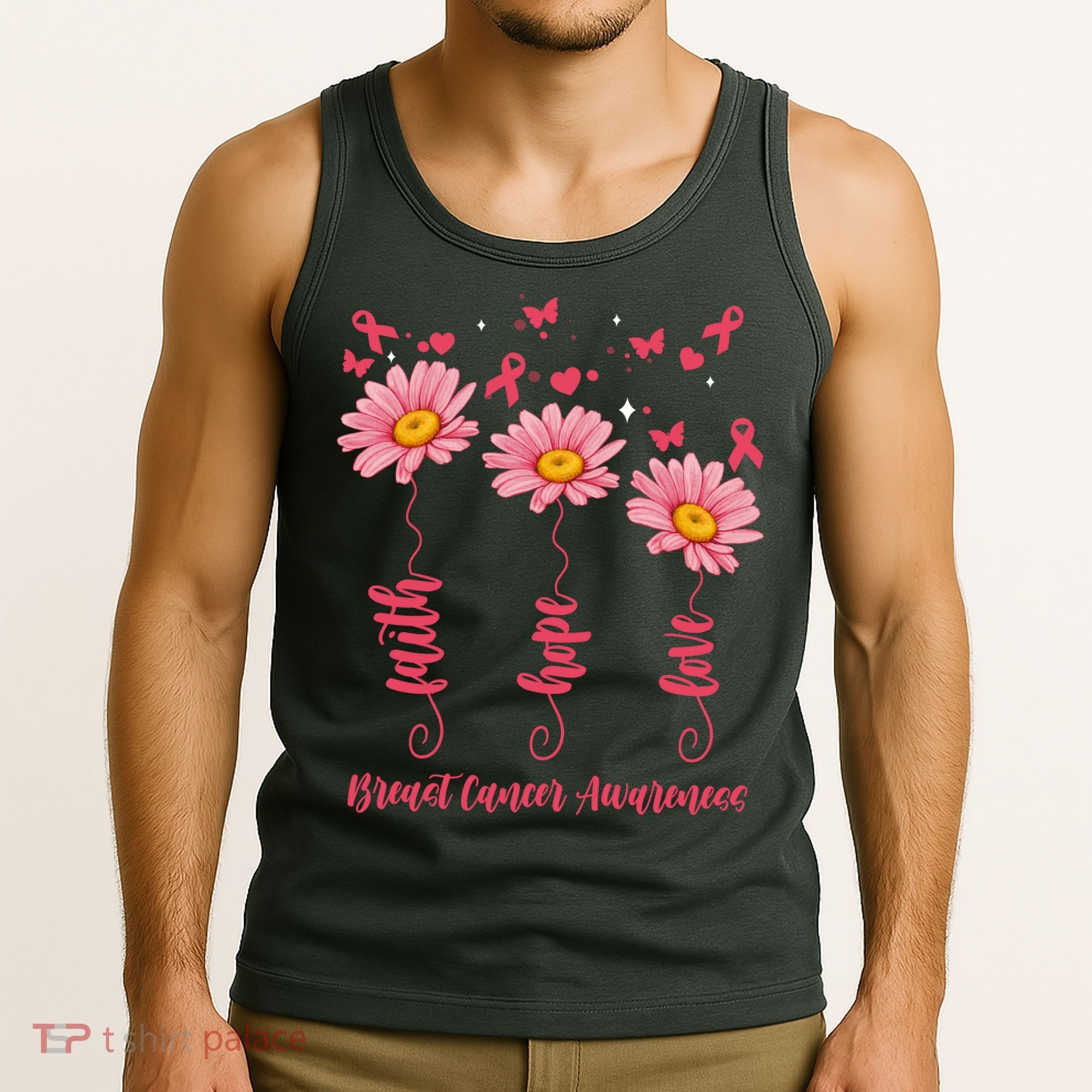 Breast Cancer Faith Hope Love Floral Tank Top