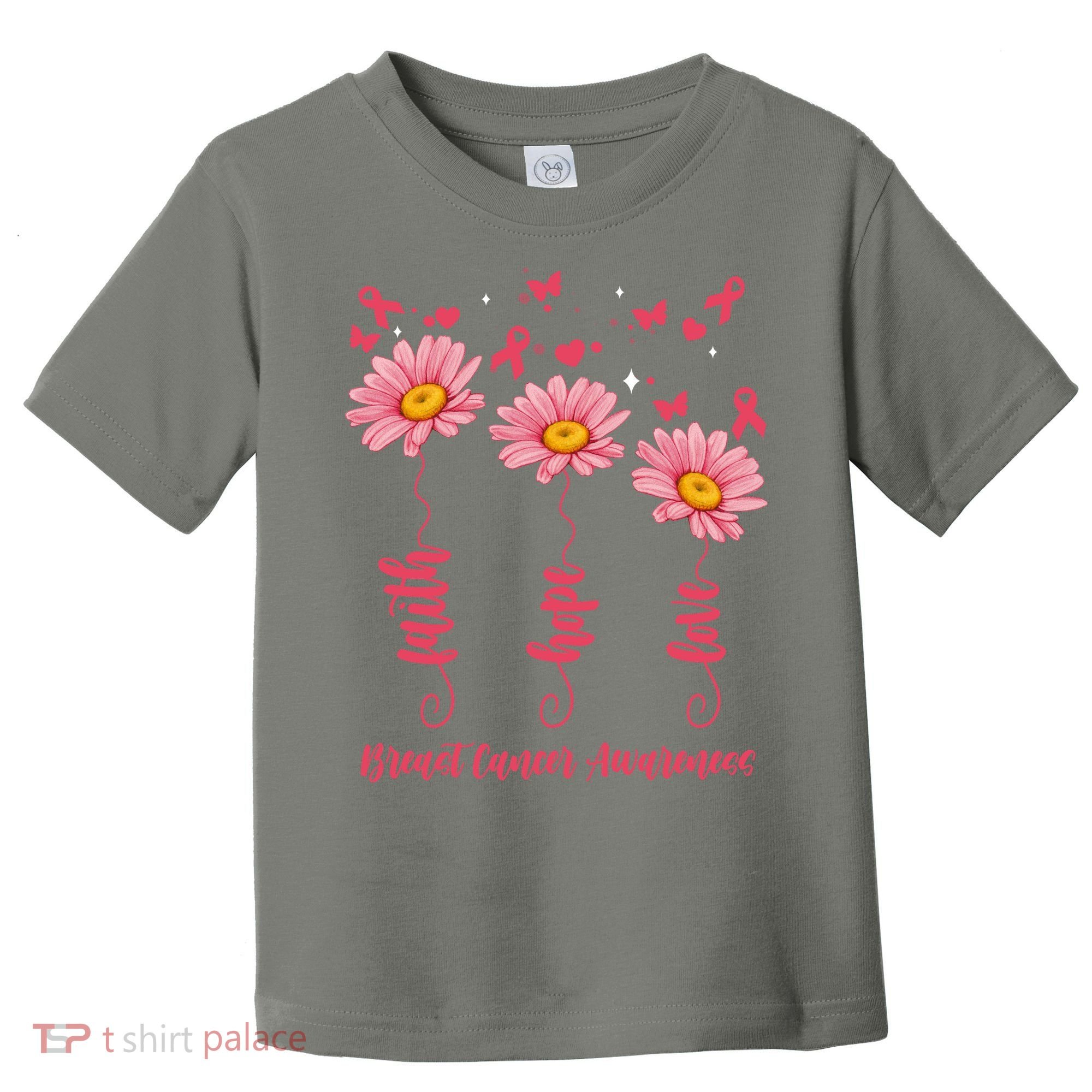 Breast Cancer Faith Hope Love Floral Toddler T-Shirt