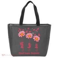 Breast Cancer Faith Hope Love Floral Tote Bag thumb 0