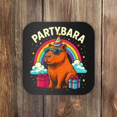 Birthday Capybara Fun Partybara Capybara Party  Coaster
