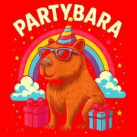 Birthday Capybara Fun Partybara Capybara Party  Santa Hat thumb 1