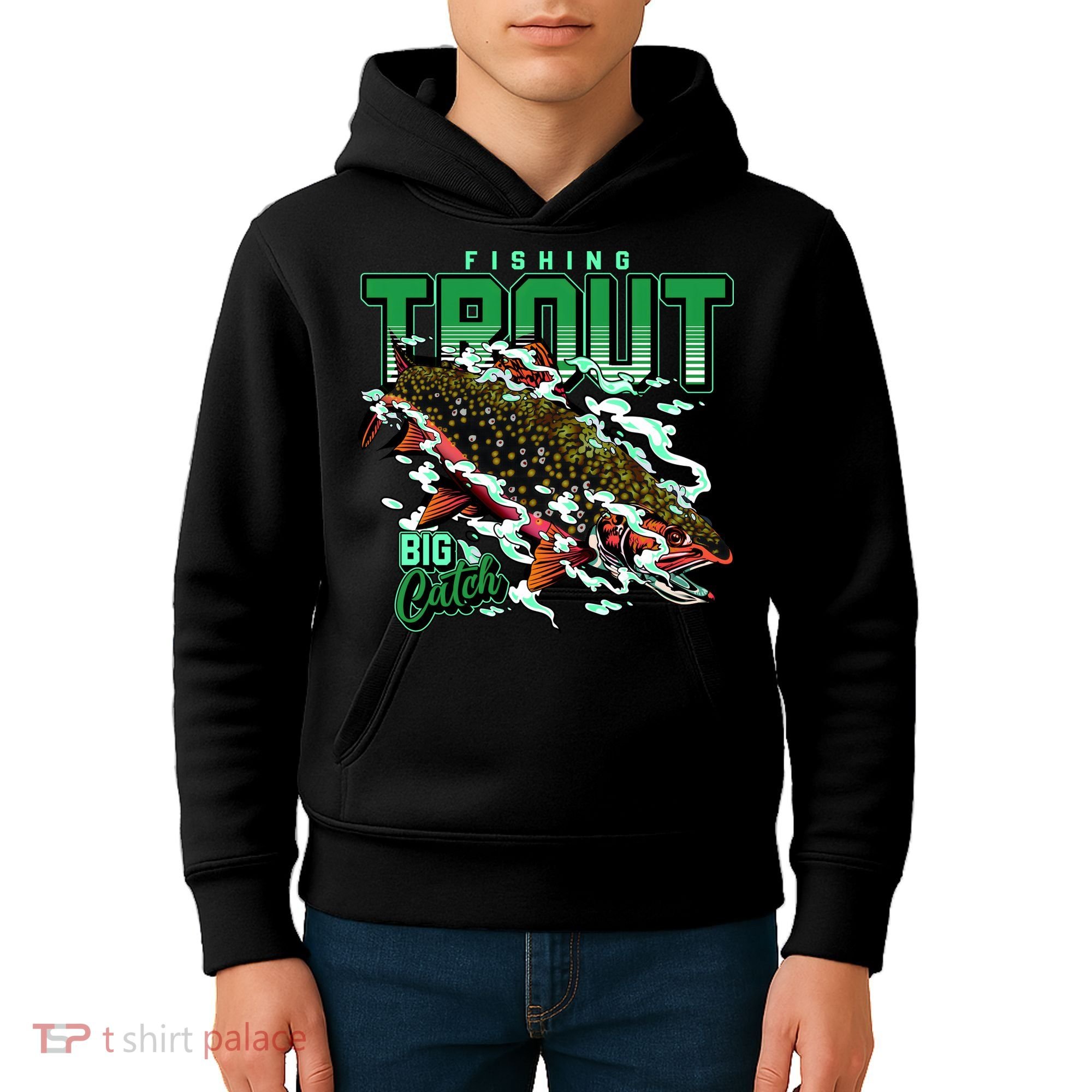 Big Catch Fishing For Trout Kids Hoodie