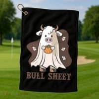 Boo Cow Farm Animals Funny Ghost Halloween Bull Sheet Gift Golf Towel thumb 1