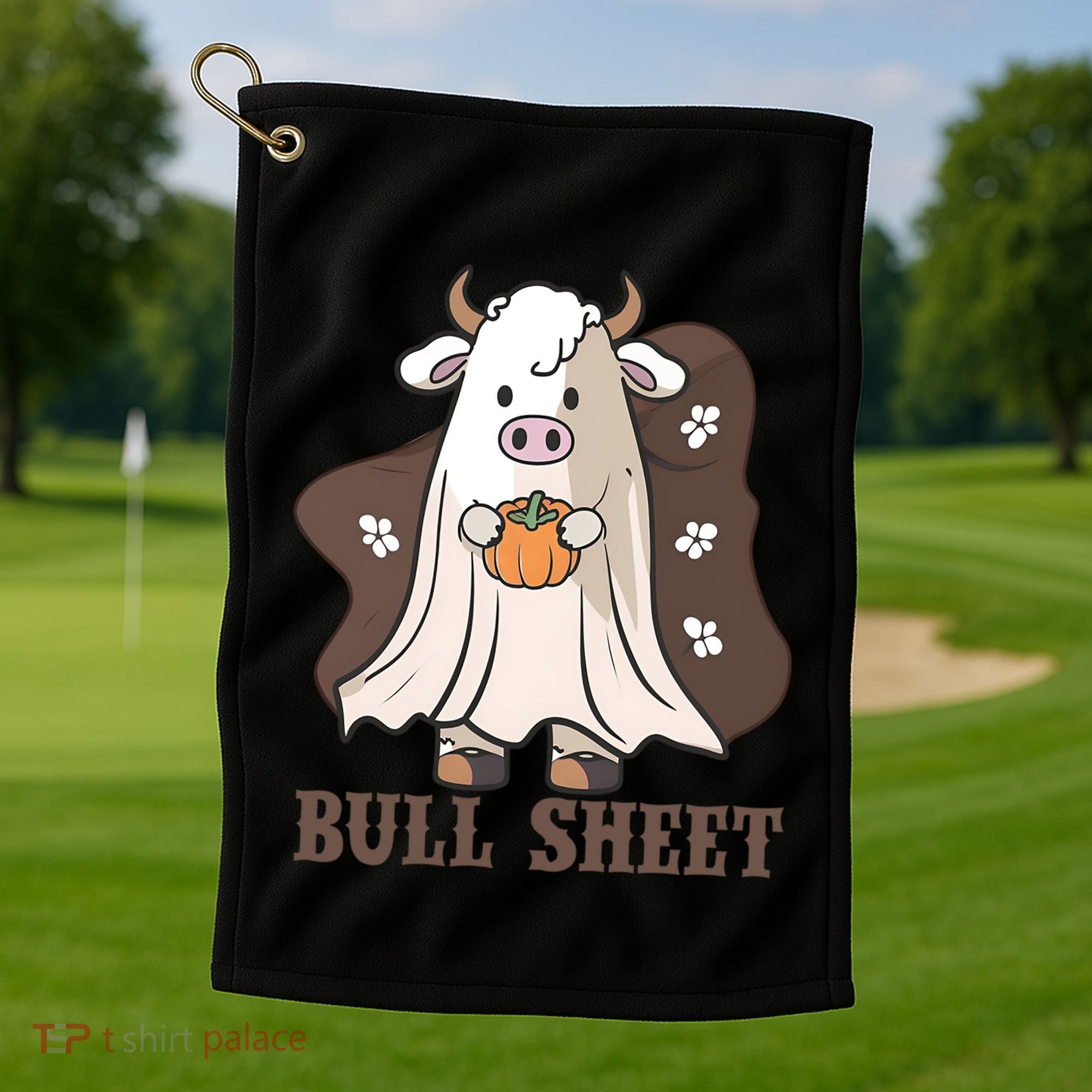 Boo Cow Farm Animals Funny Ghost Halloween Bull Sheet Gift Golf Towel