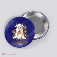 Boo Cow Farm Animals Funny Ghost Halloween Bull Sheet Gift Button thumb 0