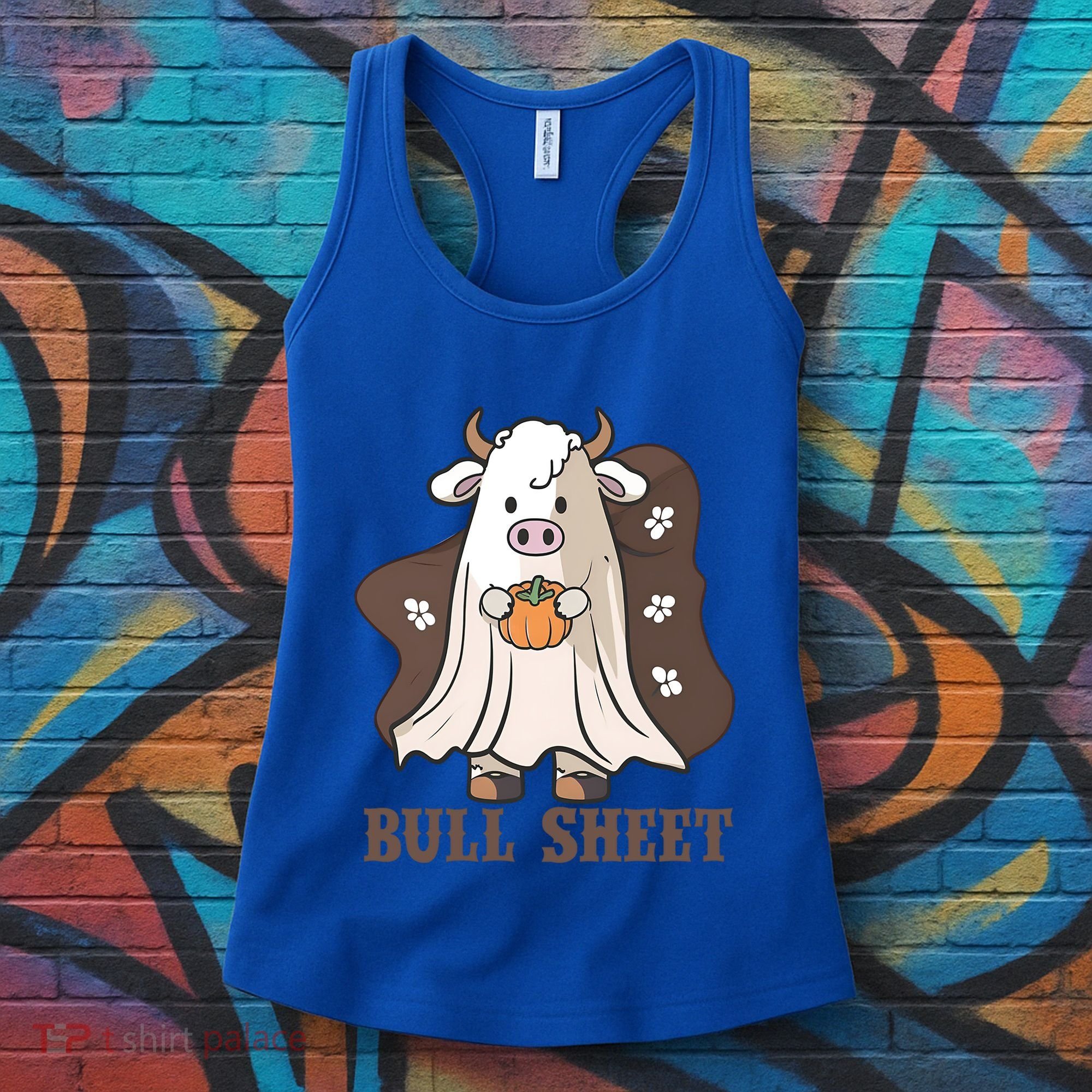 Boo Cow Farm Animals Funny Ghost Halloween Bull Sheet Gift Women's Tank Top
