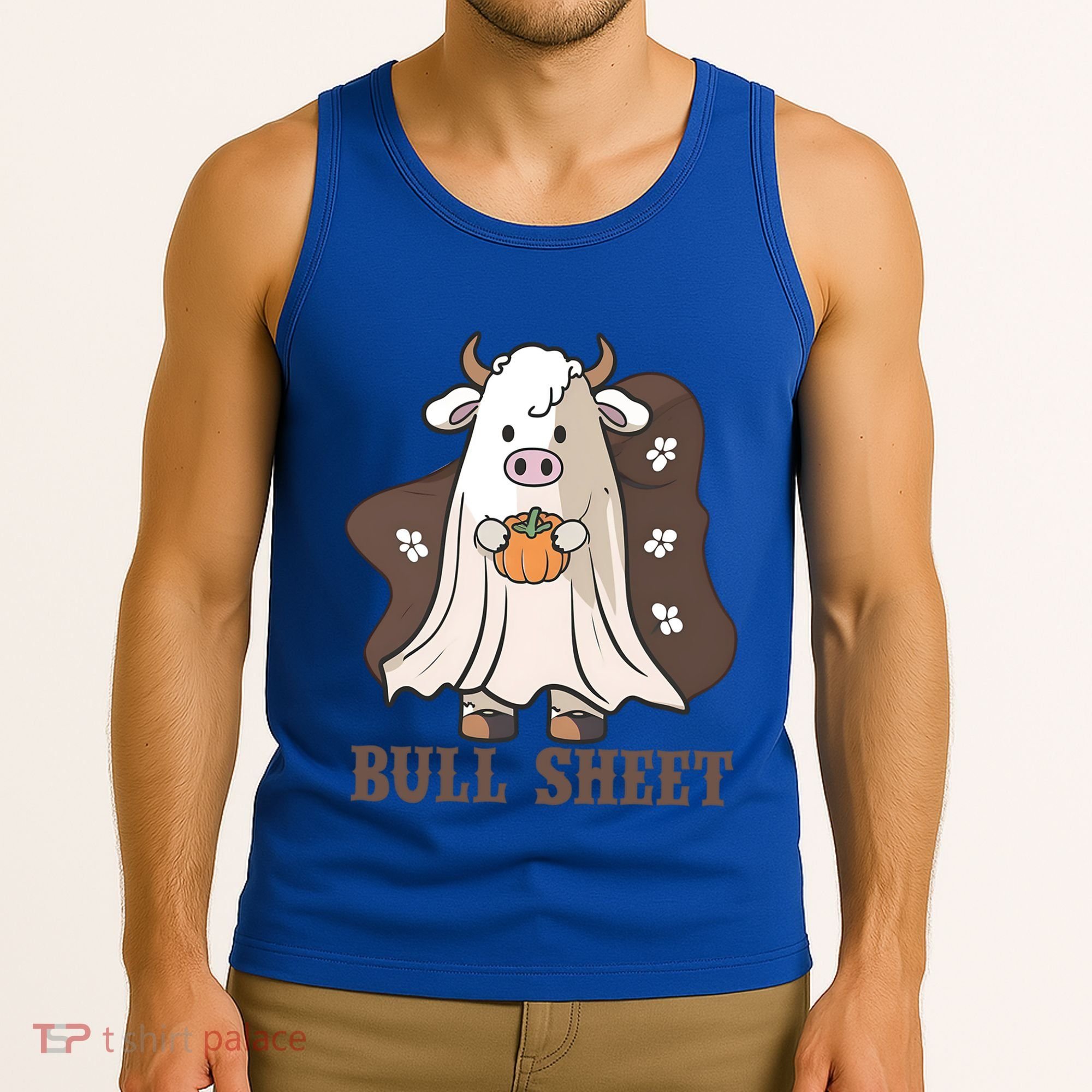 Boo Cow Farm Animals Funny Ghost Halloween Bull Sheet Gift Tank Top