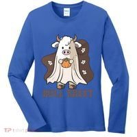 Boo Cow Farm Animals Funny Ghost Halloween Bull Sheet Gift Women's Long Sleeve Shirt thumb 0