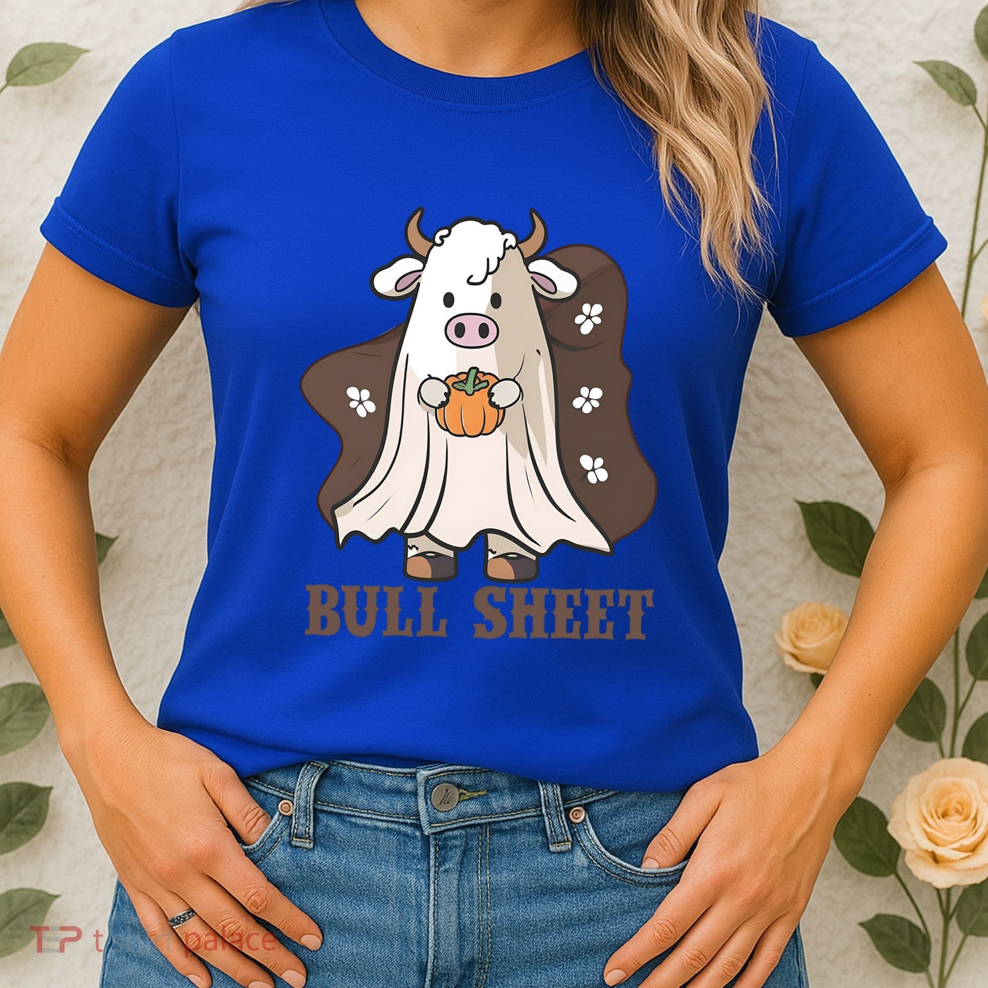 Boo Cow Farm Animals Funny Ghost Halloween Bull Sheet Gift Women's T-Shirt