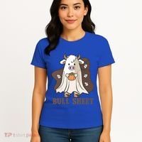 Boo Cow Farm Animals Funny Ghost Halloween Bull Sheet Gift Women's T-Shirt thumb 4