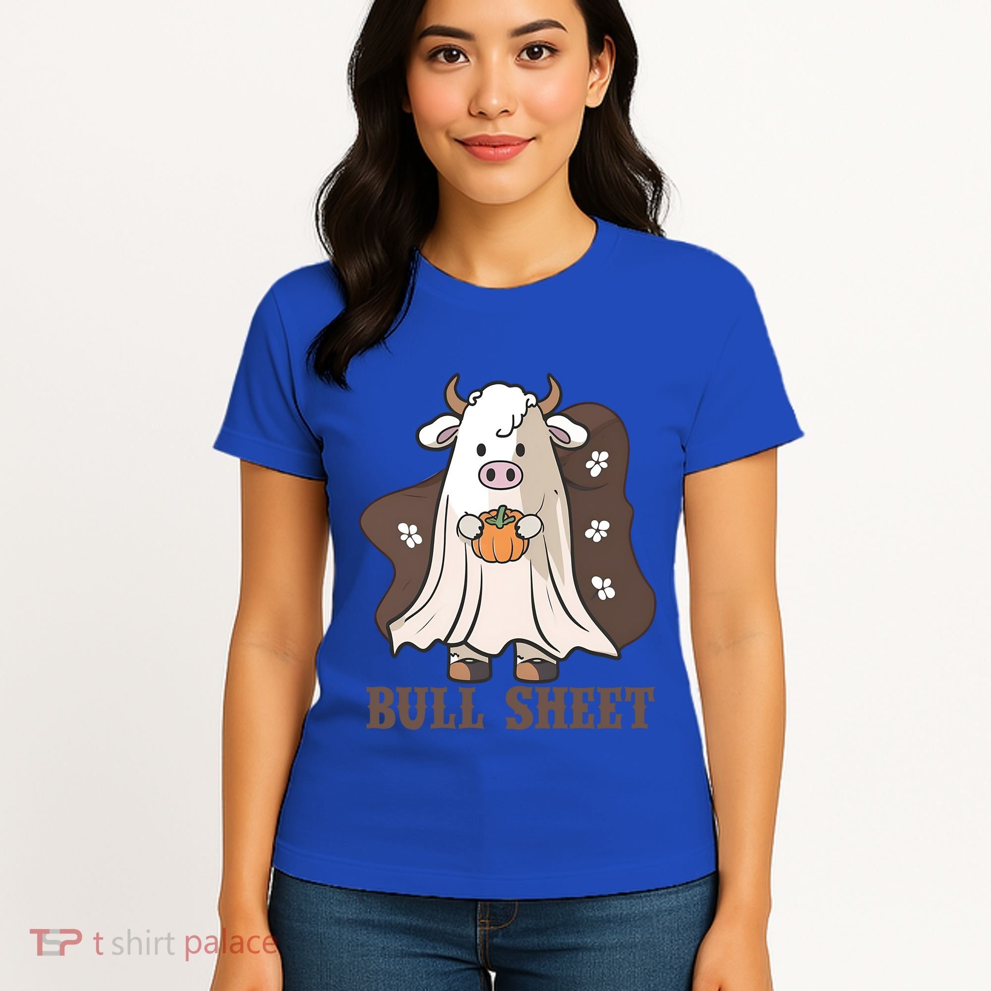 Boo Cow Farm Animals Funny Ghost Halloween Bull Sheet Gift Women's T-Shirt
