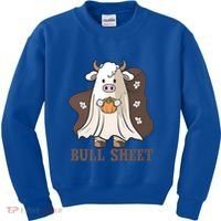 Boo Cow Farm Animals Funny Ghost Halloween Bull Sheet Gift Kids Sweatshirt thumb 0