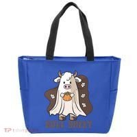 Boo Cow Farm Animals Funny Ghost Halloween Bull Sheet Gift Tote Bag thumb 0