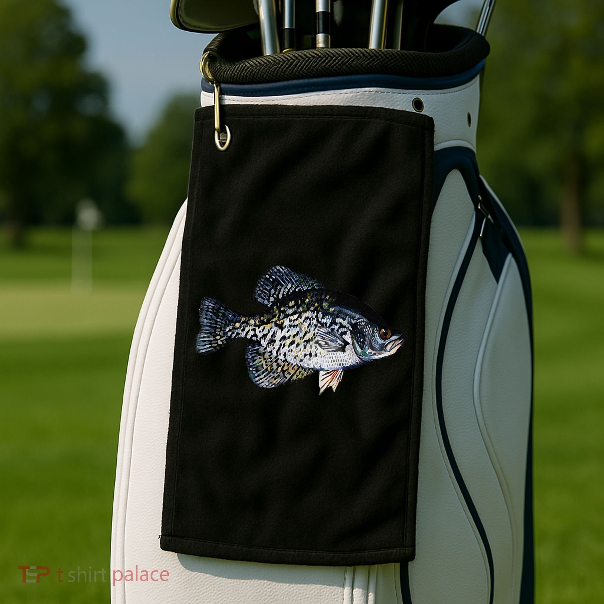 Black Crappie Fish Lucky Crappie Fishing Gift Golf Towel