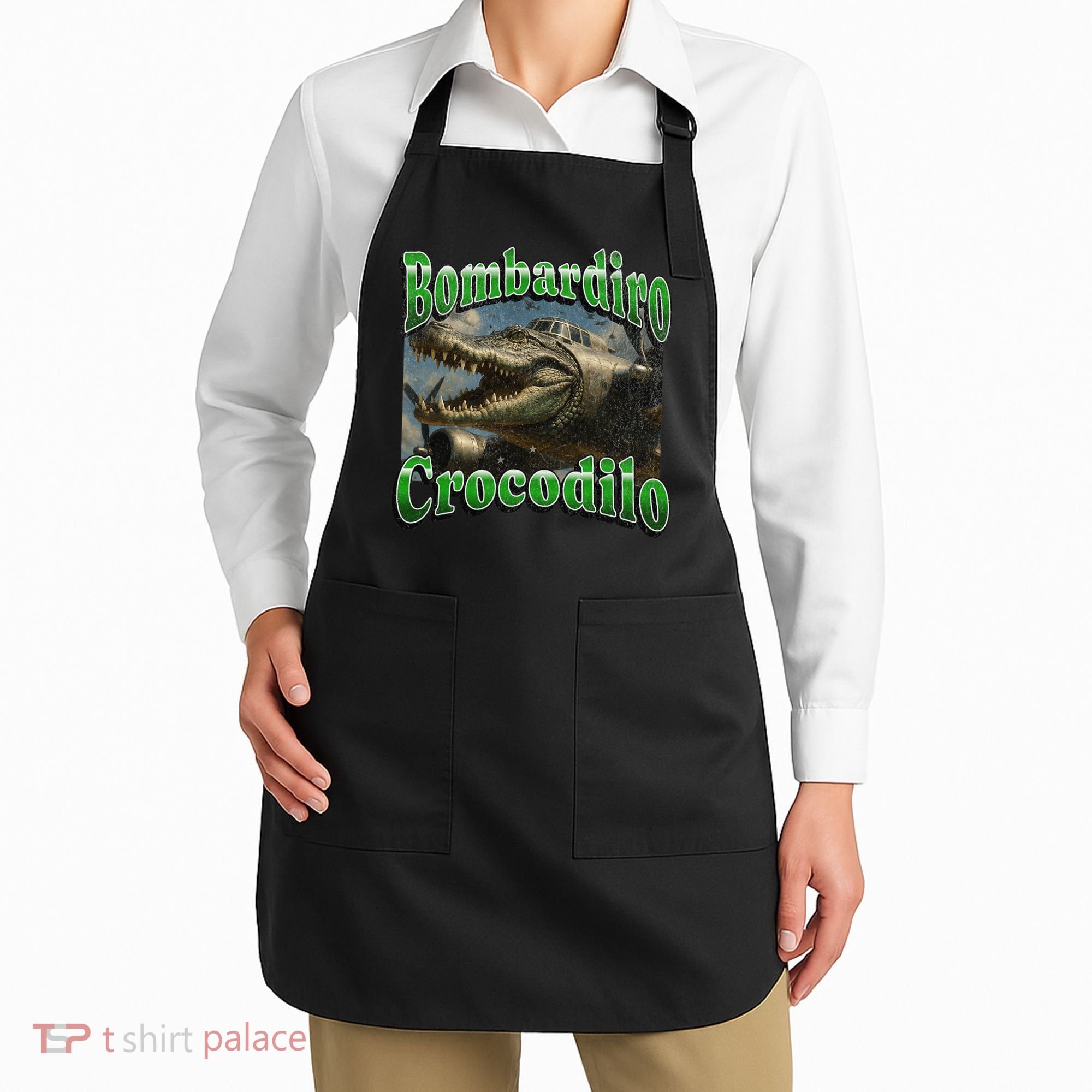 Bombadiro Crocodilo Funny Italian Brainrot Meme Graphic Apron
