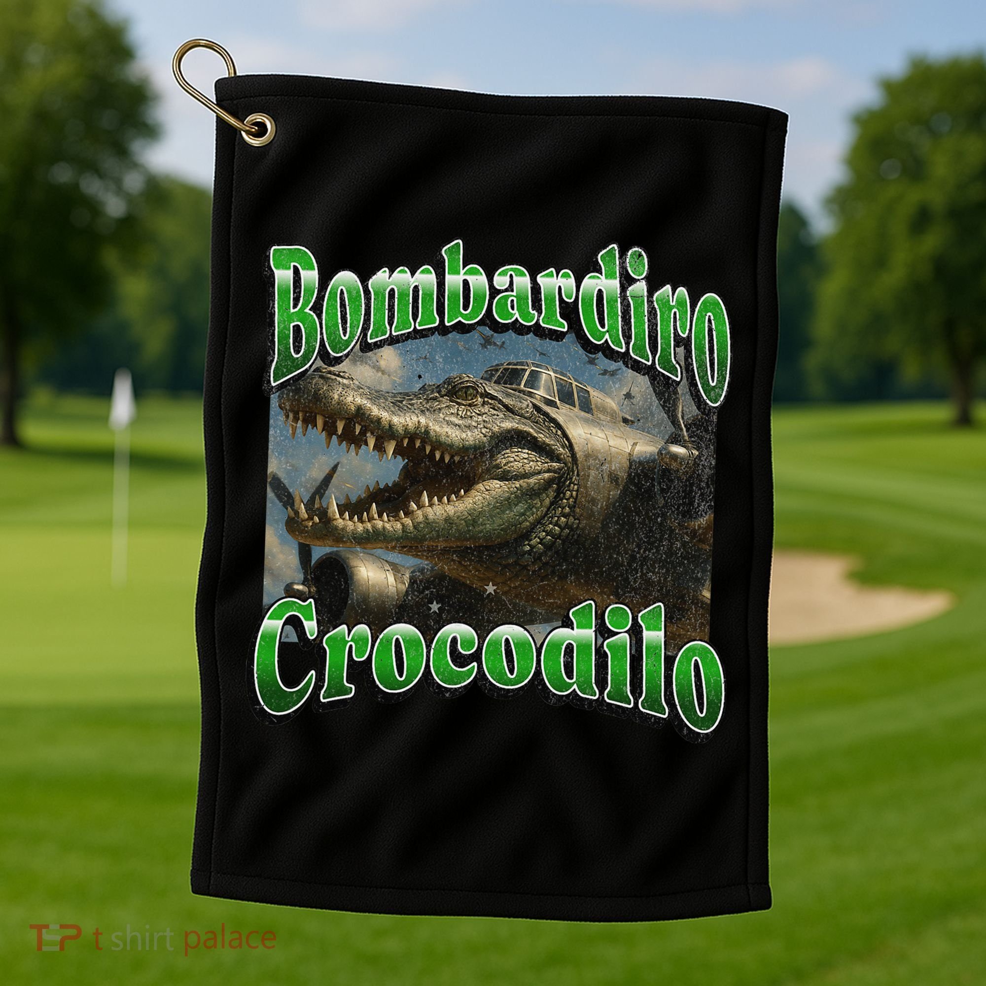 Bombadiro Crocodilo Funny Italian Brainrot Meme Graphic Golf Towel