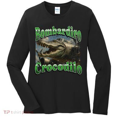 Bombadiro Crocodilo Funny Italian Brainrot Meme Graphic Women's Long Sleeve Shirt