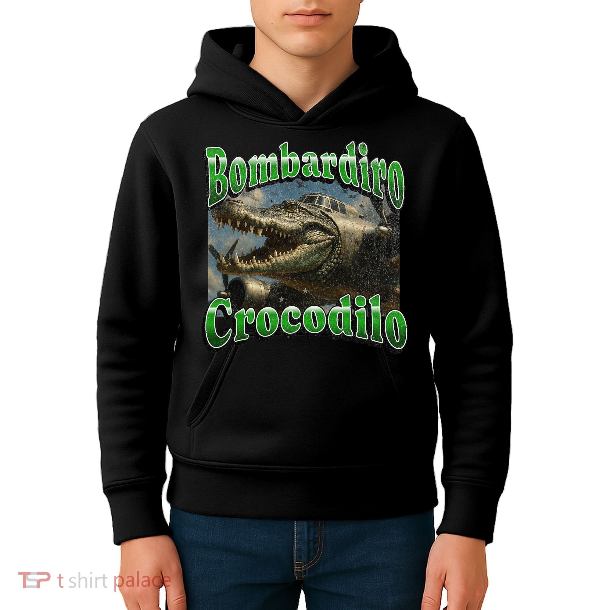 Bombadiro Crocodilo Funny Italian Brainrot Meme Graphic Kids Hoodie