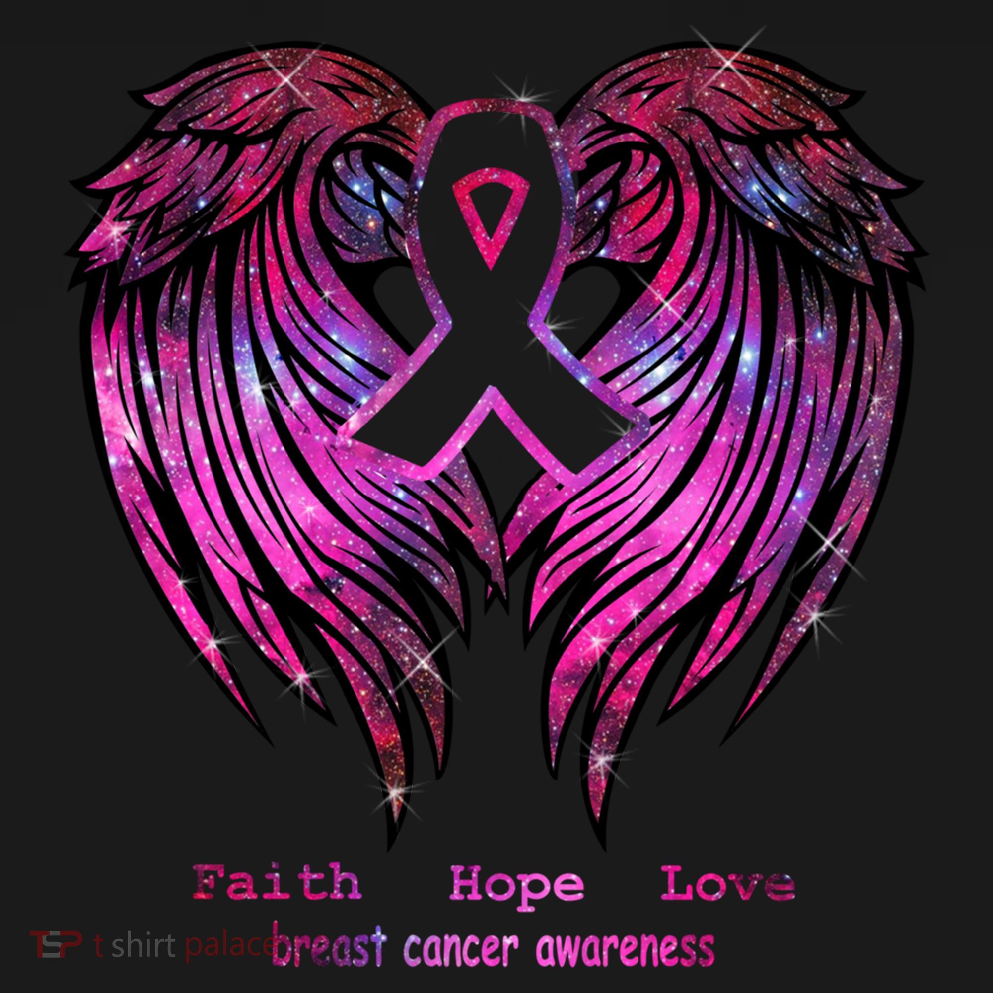Breast Cancer Faith Hope Love Wings Great Gift Awareness (Back) Funny Gift Women's Hoodie