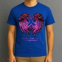 Breast Cancer Faith Hope Love Wings Great Gift Awareness (Back) Funny Gift T-Shirt thumb 3