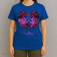 Breast Cancer Faith Hope Love Wings Great Gift Awareness (Back) Funny Gift T-Shirt thumb 4