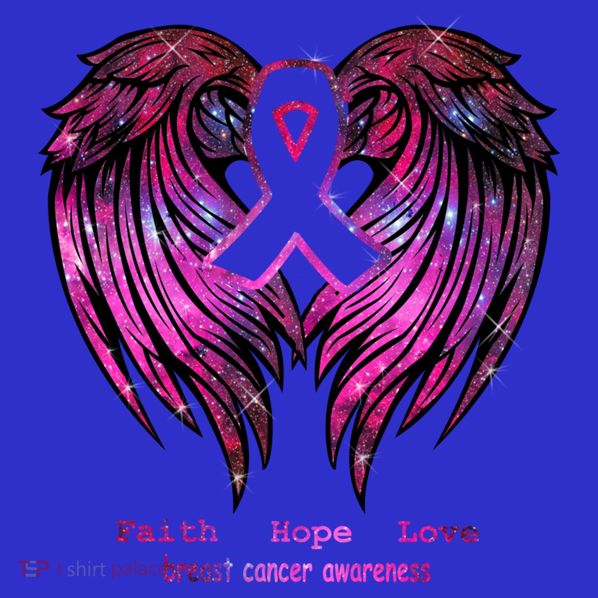 Breast Cancer Faith Hope Love Wings Great Gift Awareness (Back) Funny Gift T-Shirt