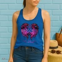 Breast Cancer Faith Hope Love Wings Great Gift Awareness (Back) Funny Gift Women's Tank Top thumb 2