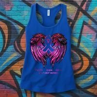 Breast Cancer Faith Hope Love Wings Great Gift Awareness (Back) Funny Gift Women's Tank Top thumb 3