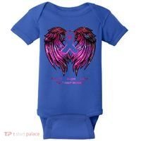 Breast Cancer Faith Hope Love Wings Great Gift Awareness (Back) Funny Gift Baby Bodysuit thumb 0