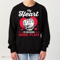 Baseball Catcher For Mom My Heart Is Behind Home Plate Funny Gift Women's Sweatshirt thumb 0