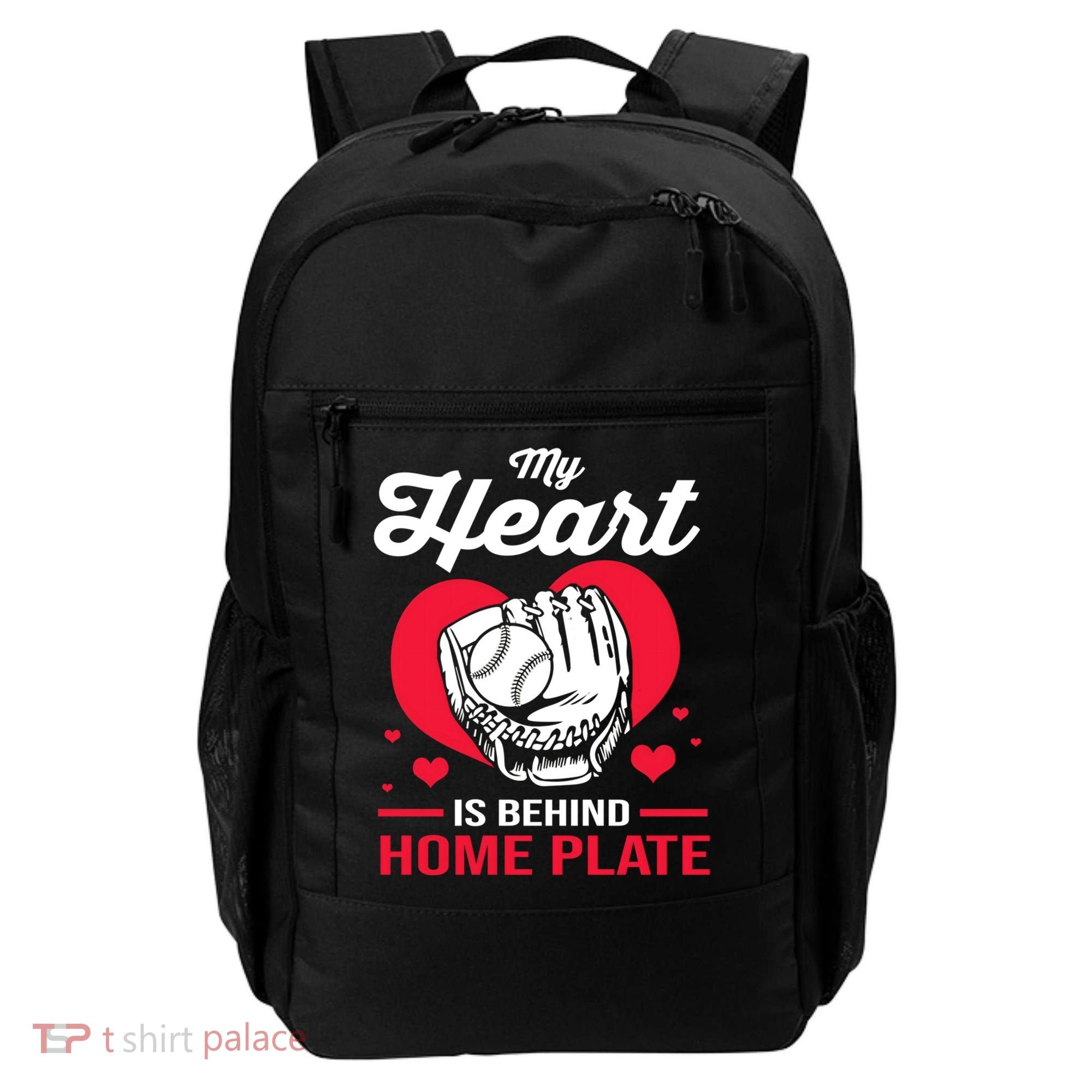 Baseball Catcher For Mom My Heart Is Behind Home Plate Funny Gift Backpack