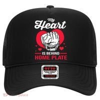 Baseball Catcher For Mom My Heart Is Behind Home Plate Funny Gift Hat thumb 0