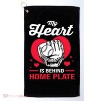 Baseball Catcher For Mom My Heart Is Behind Home Plate Funny Gift Golf Towel thumb 0