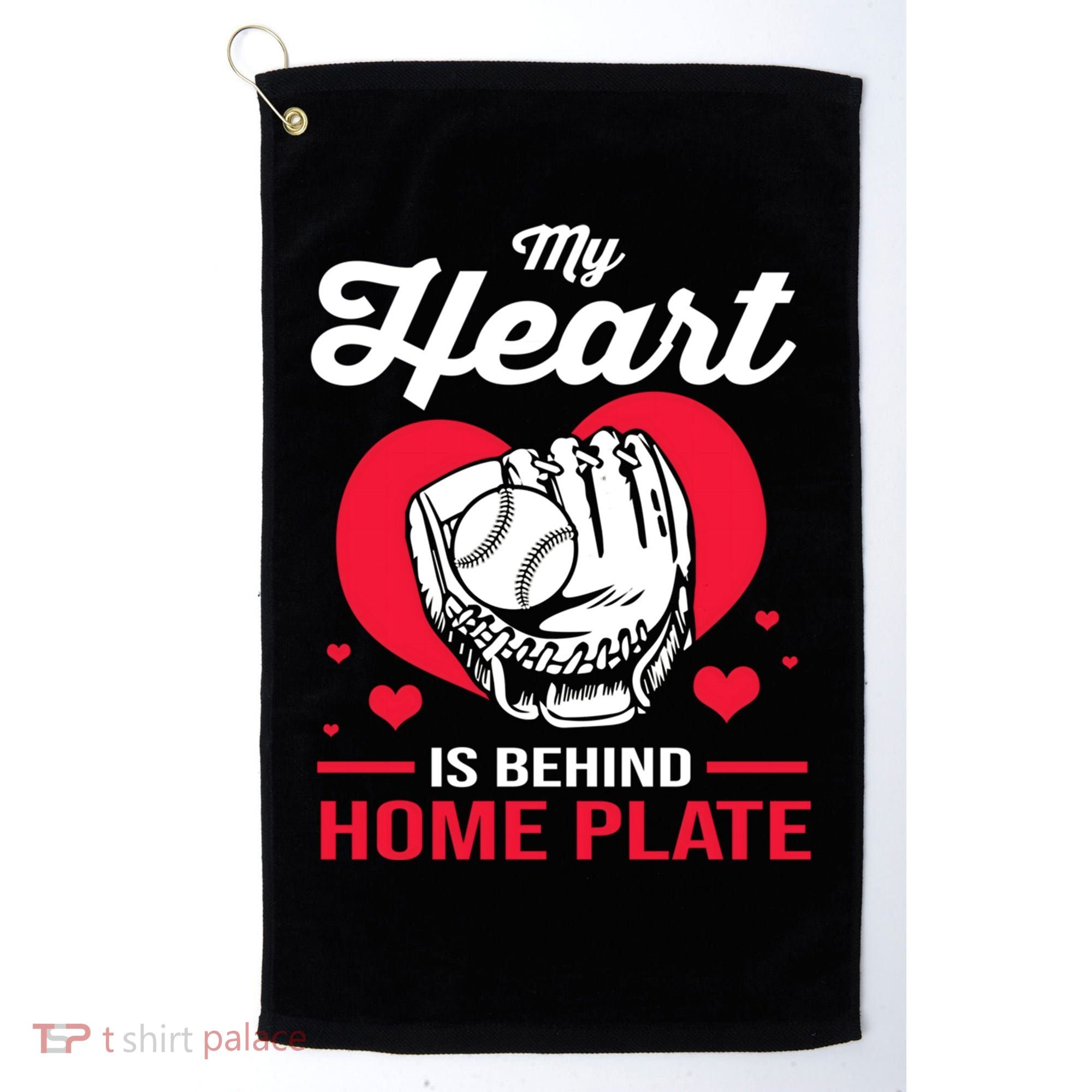 Baseball Catcher For Mom My Heart Is Behind Home Plate Funny Gift Golf Towel