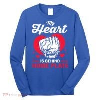 Baseball Catcher For Mom My Heart Is Behind Home Plate Funny Gift Long Sleeve Shirt thumb 0