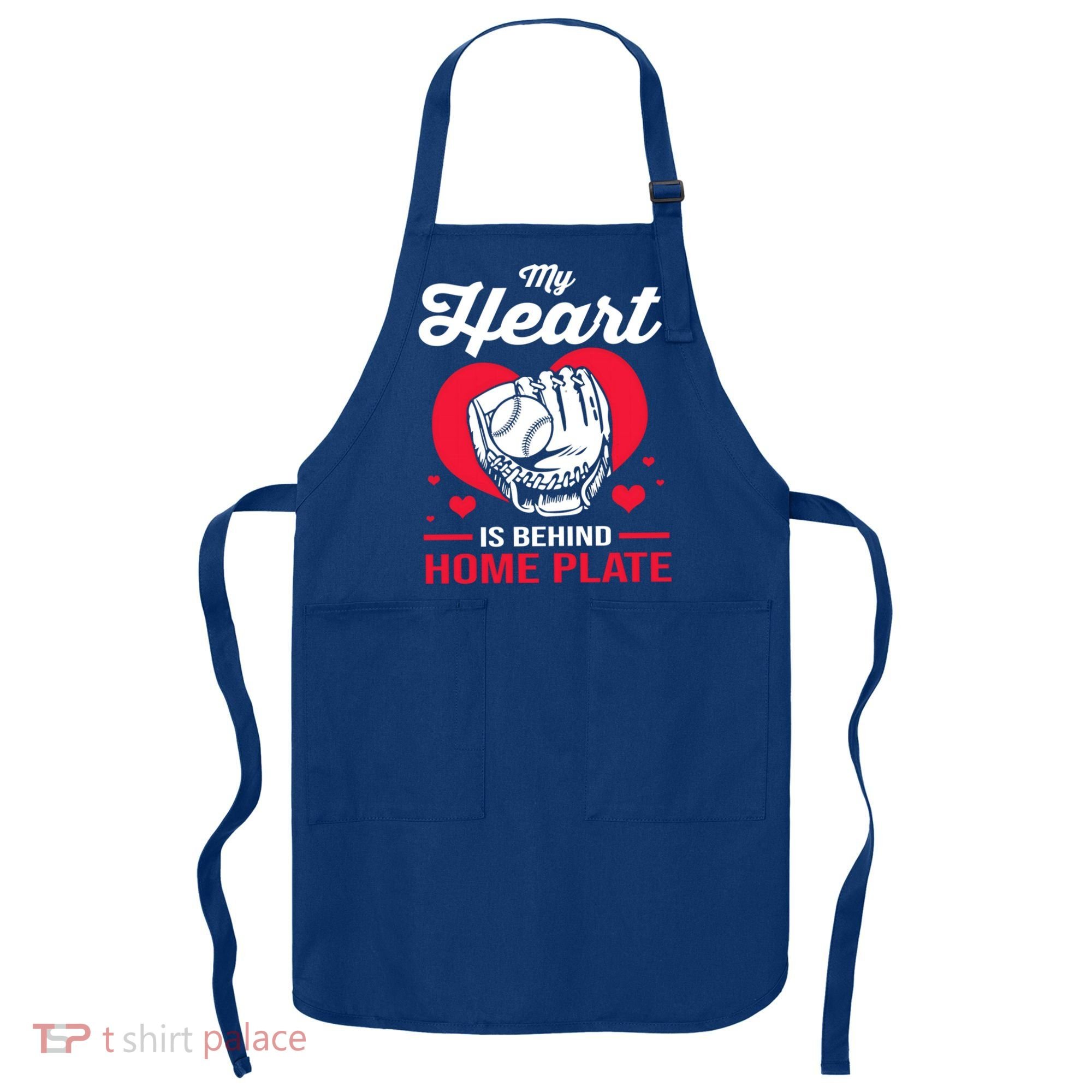 Baseball Catcher For Mom My Heart Is Behind Home Plate Funny Gift Apron