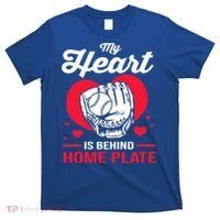 Baseball Catcher For Mom My Heart Is Behind Home Plate Funny Gift T-Shirt thumb 0